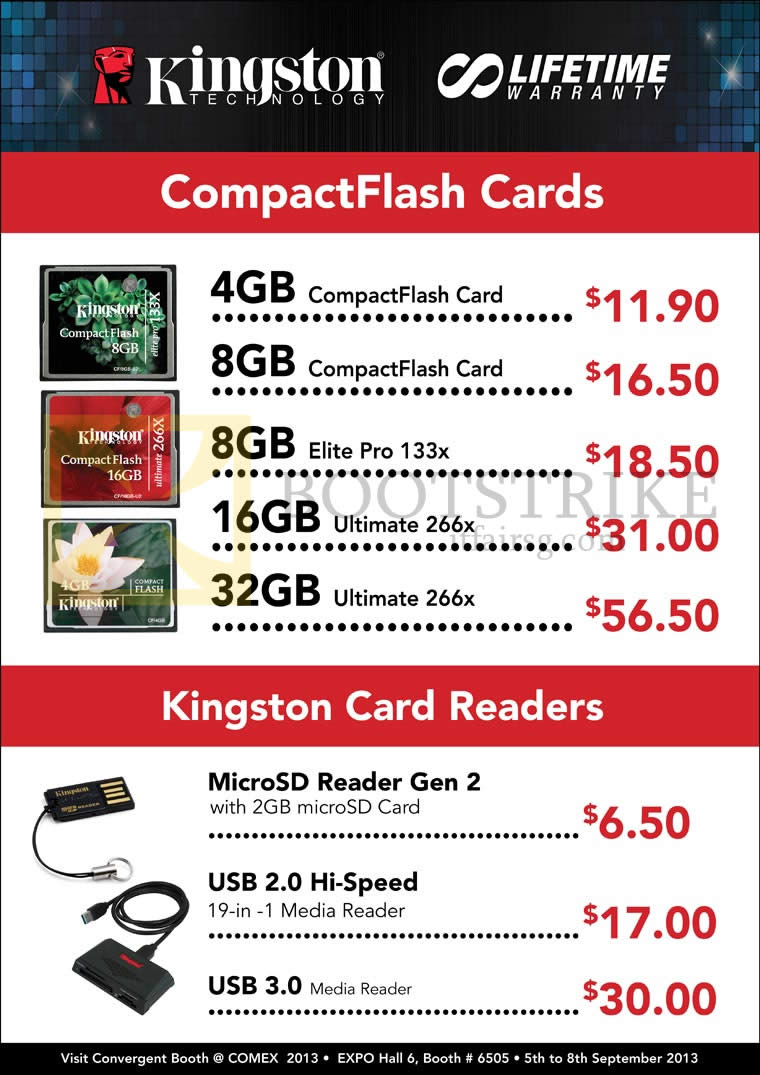 COMEX 2013 price list image brochure of Convergent Flash Memory CompactFlash CF, Card Reader