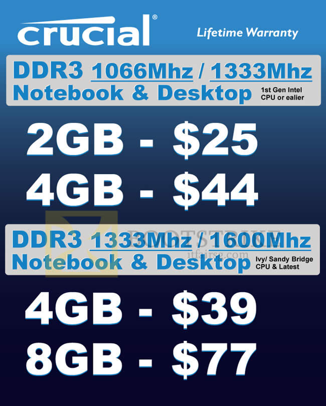 COMEX 2013 price list image brochure of Convergent RAM Memory Crucial DDR3