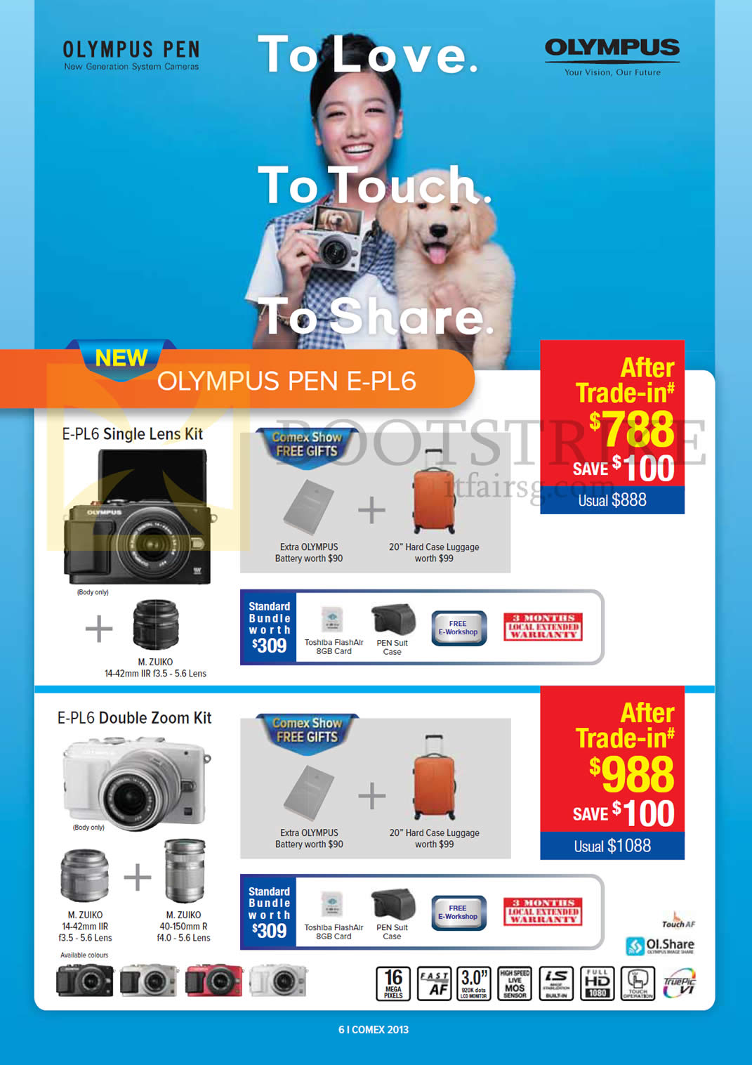 COMEX 2013 price list image brochure of Courts Olympus Digital Cameras Pen E-PL6