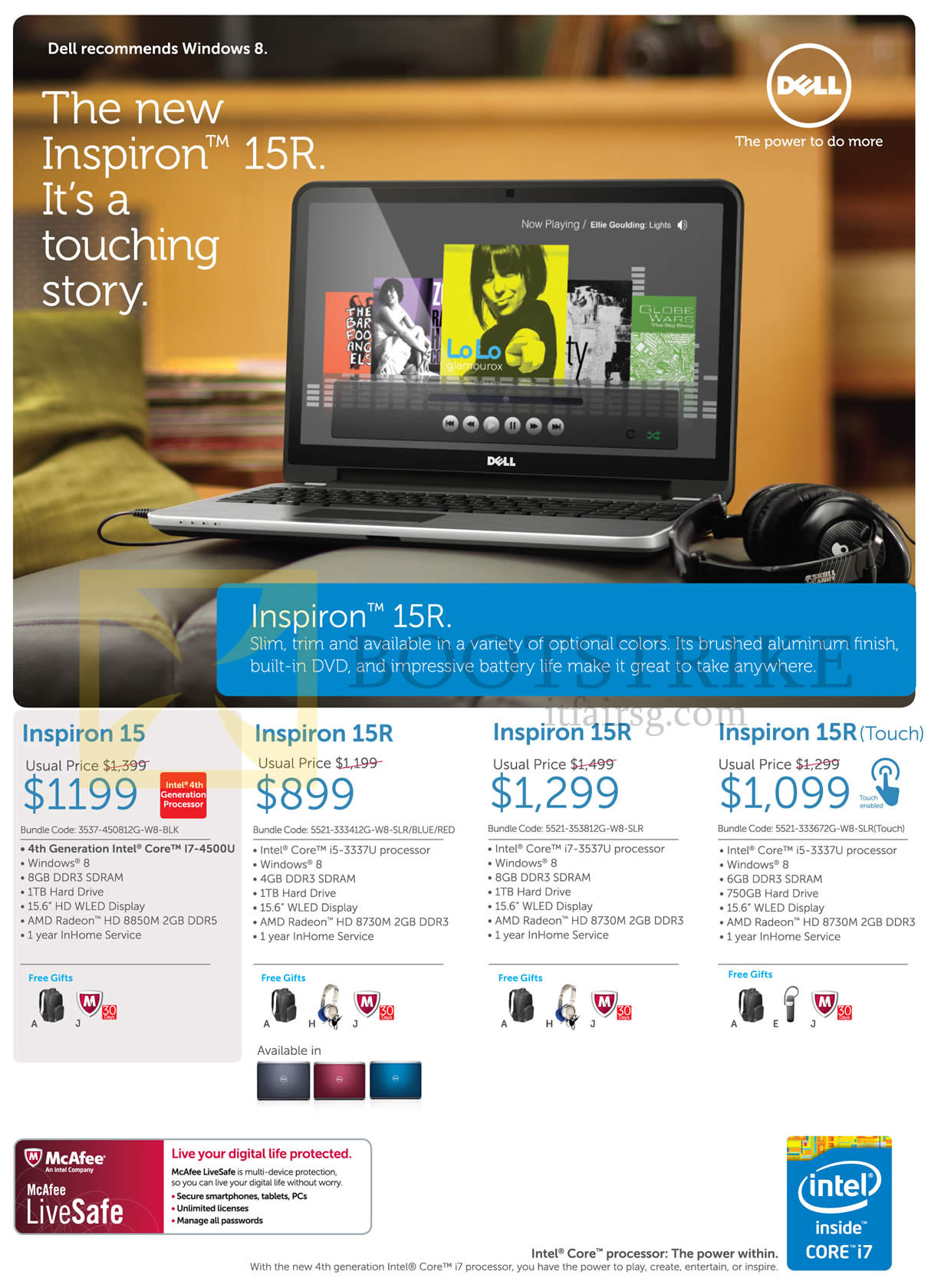COMEX 2013 price list image brochure of Dell Notebooks Inspiron 15, Inspiron 15R