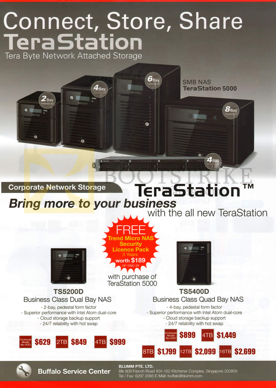 COMEX 2013 price list image brochure of ECS Buffalo NAS TeraStation TS5200D, TS5400D 2TB 4TB 8TB 12TB 16TB