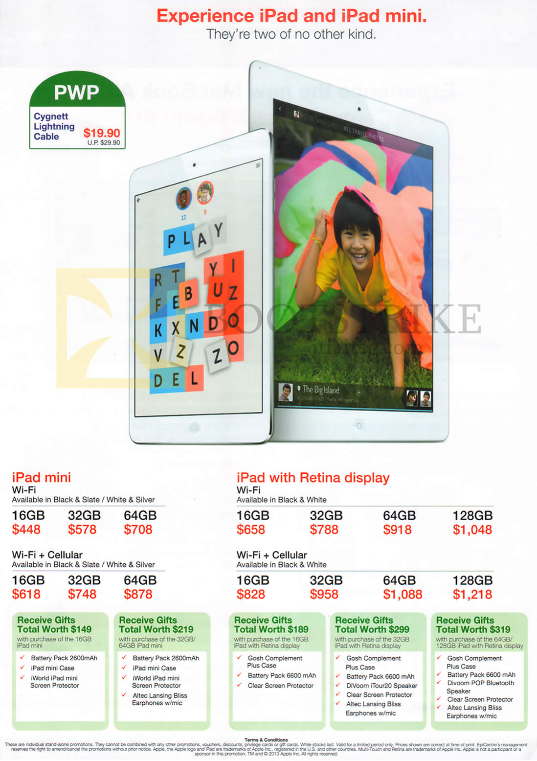 COMEX 2013 price list image brochure of Epicentre Apple IPad Mini, Apple IPad 4