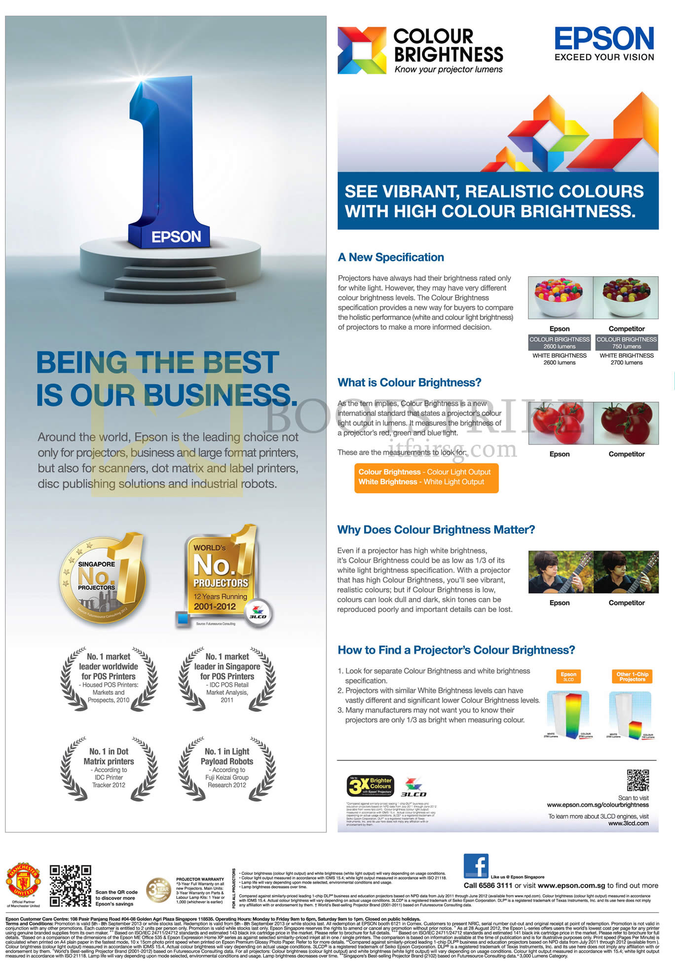 COMEX 2013 price list image brochure of Epson Printers Colour Brightness, Projectors