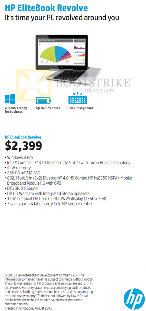 COMEX 2013 price list image brochure of HP Notebook EliteBook Revolve Notebook