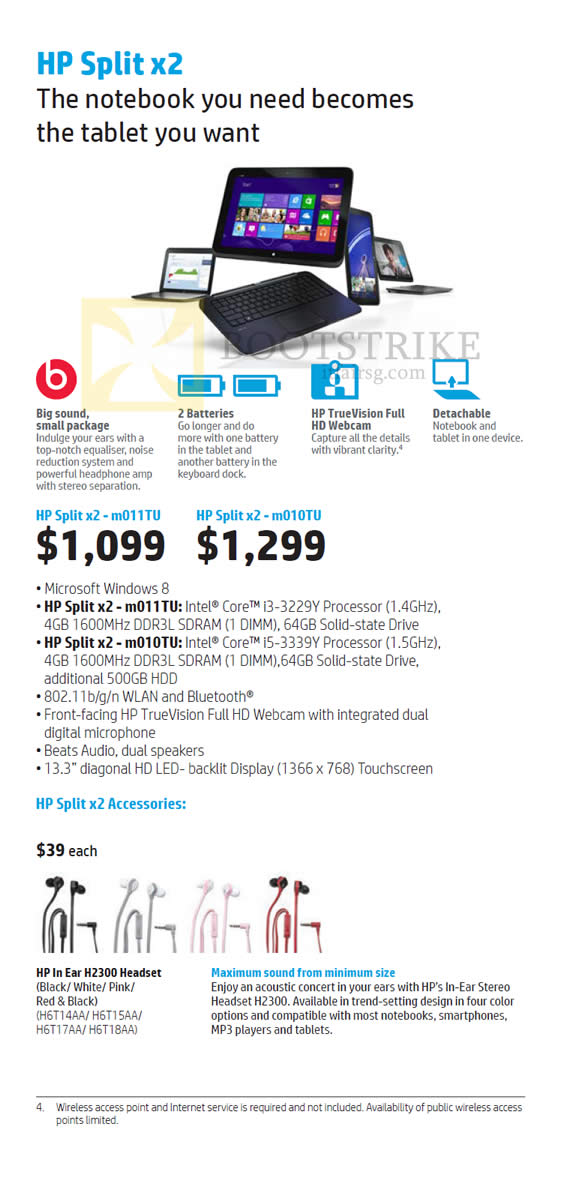 COMEX 2013 price list image brochure of HP Notebooks Split X2-m011TU, X2-m010TU, Accessories