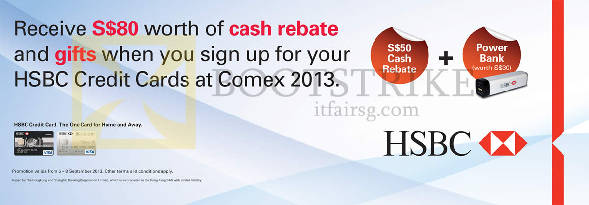 COMEX 2013 price list image brochure of HSBC Free 80 Dollar Cash Rebate, Free Gifts
