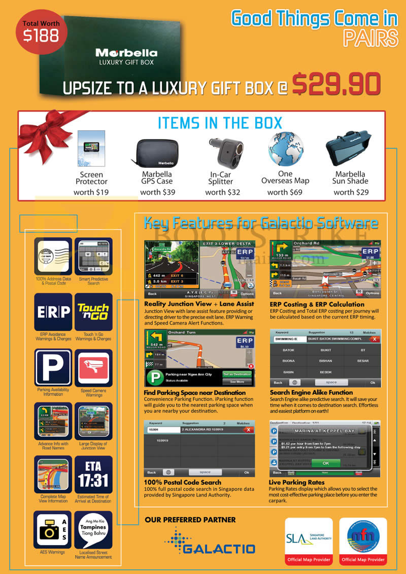 COMEX 2013 price list image brochure of Marbella Maka GPS Newstead Luxury Gift Box, Galactio Software Features