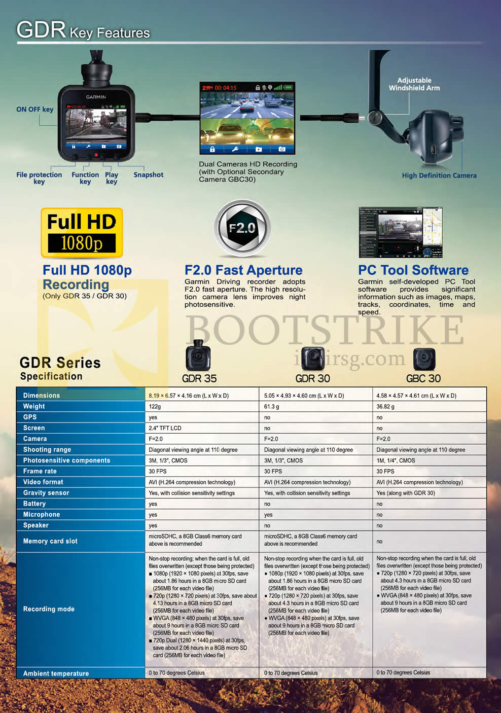 COMEX 2013 price list image brochure of Navicom Garmin GDR Driving Car Recorder Comparison Table GDR 35, GDR 30, GDR 30