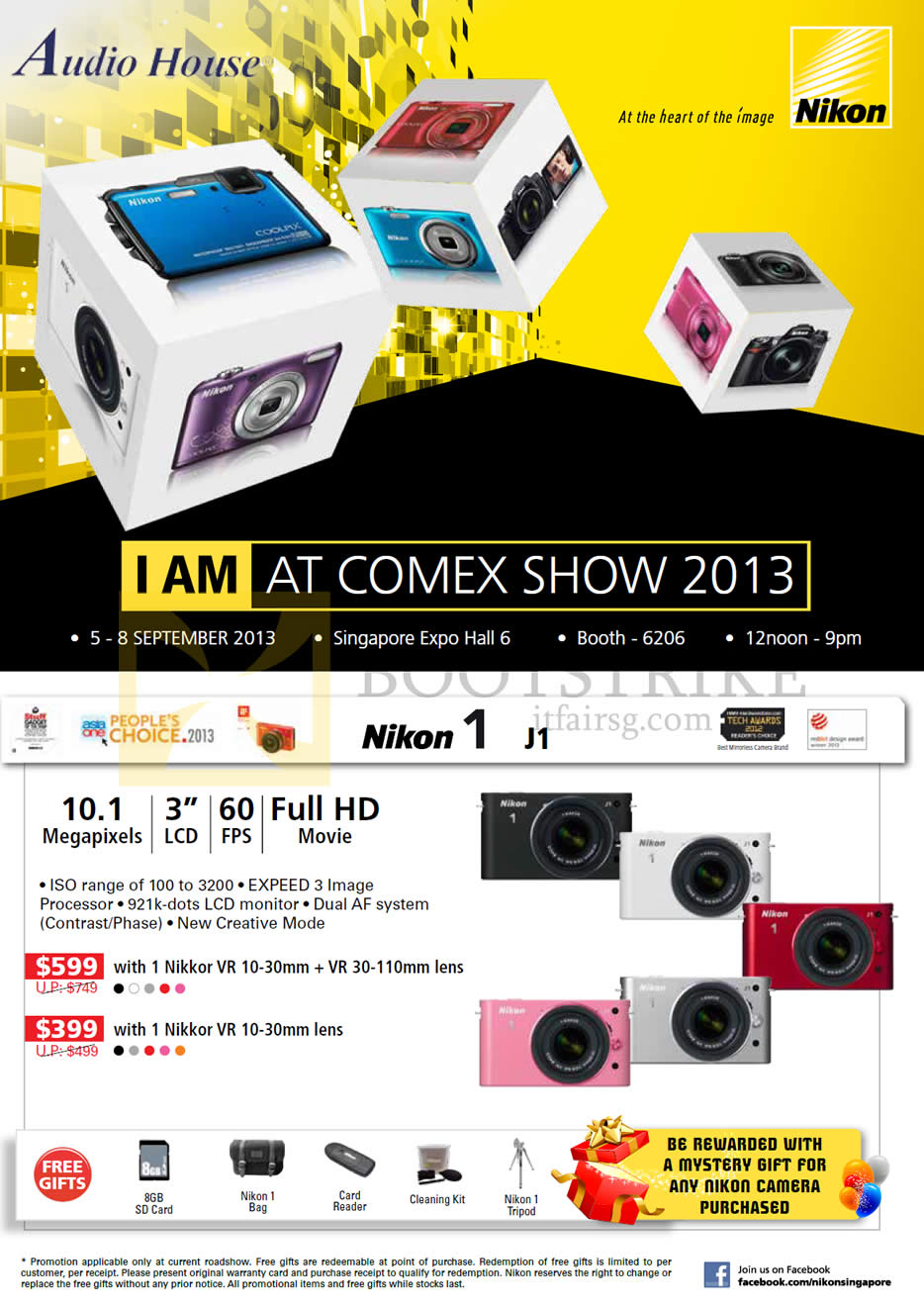 COMEX 2013 price list image brochure of Nikon Digital Cameras Nikon 1 J1, Nikkor VR
