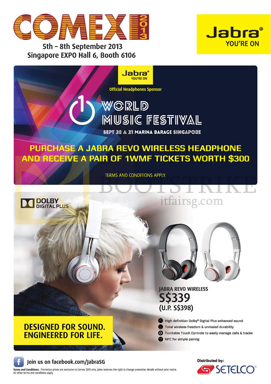 COMEX 2013 price list image brochure of Nubox Jabra Revo Wireless Headphones