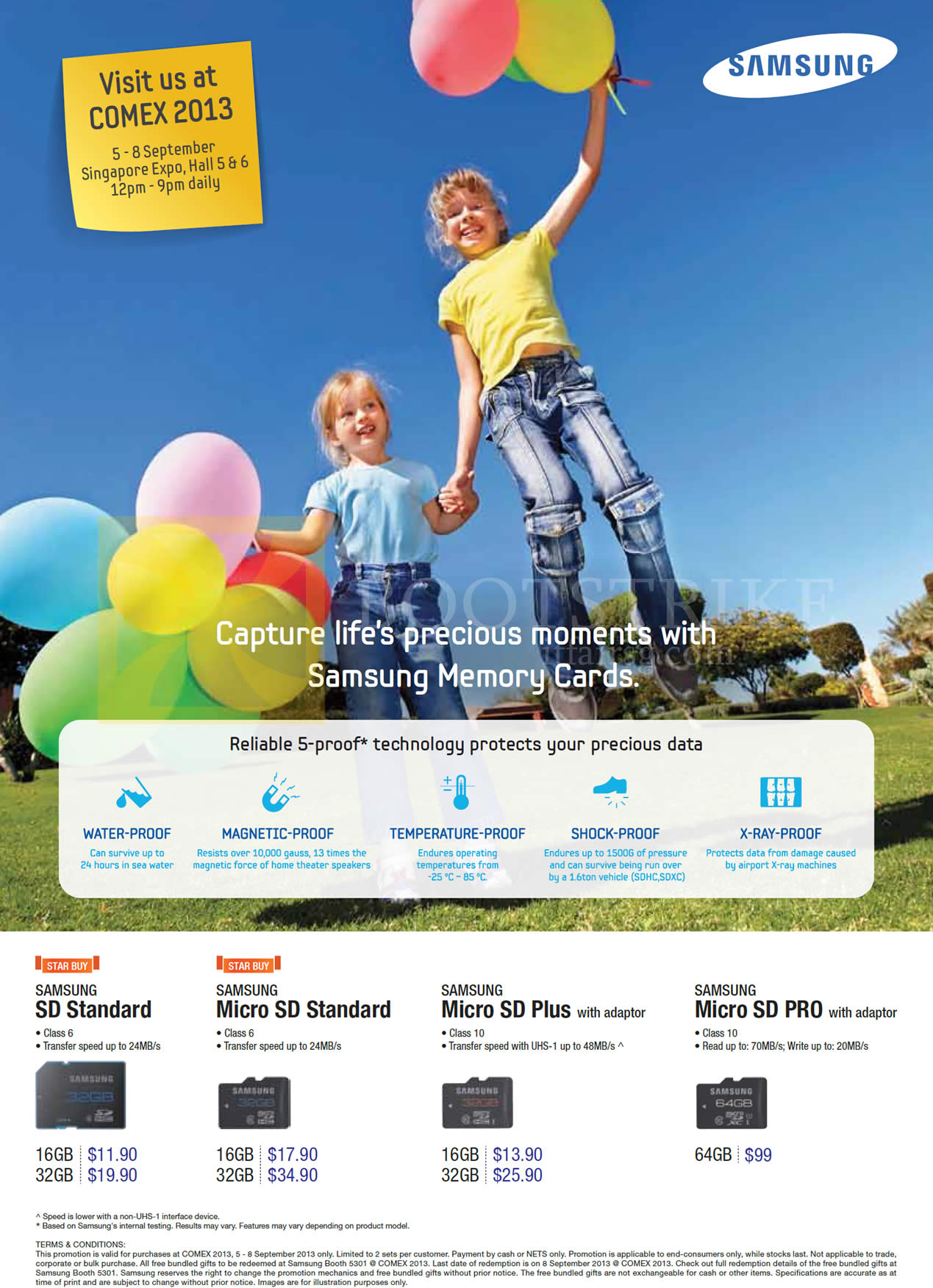 COMEX 2013 price list image brochure of Samsung Flash Memory SD, MicroSD, MicroSD Plus, Pro, 16GB, 32GB, 64GB