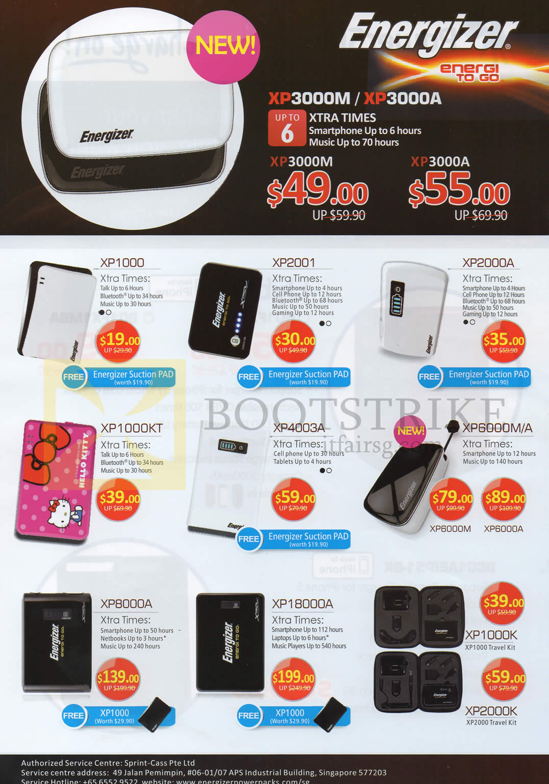 COMEX 2013 price list image brochure of Sprint-Cass Energizer External Chargers XP1000, XP2001, XP2000A, XP1000KT, XP4003A, XP6000M A, XP8000A, XP18000A, XP1000K, XP2000K