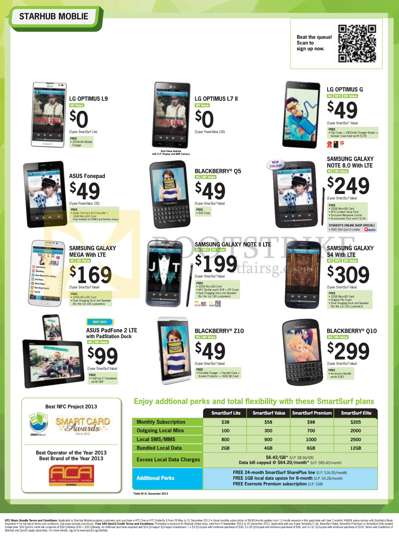 COMEX 2013 price list image brochure of Starhub Mobile LG Optimus L9, L7 II, G, ASUS Fonepad, Blackberry Q5, Samsung Galaxy Note 8.0, Mega, Note II LTE, S4, ASUS Padfone 2, Blackberry Z10, Q10