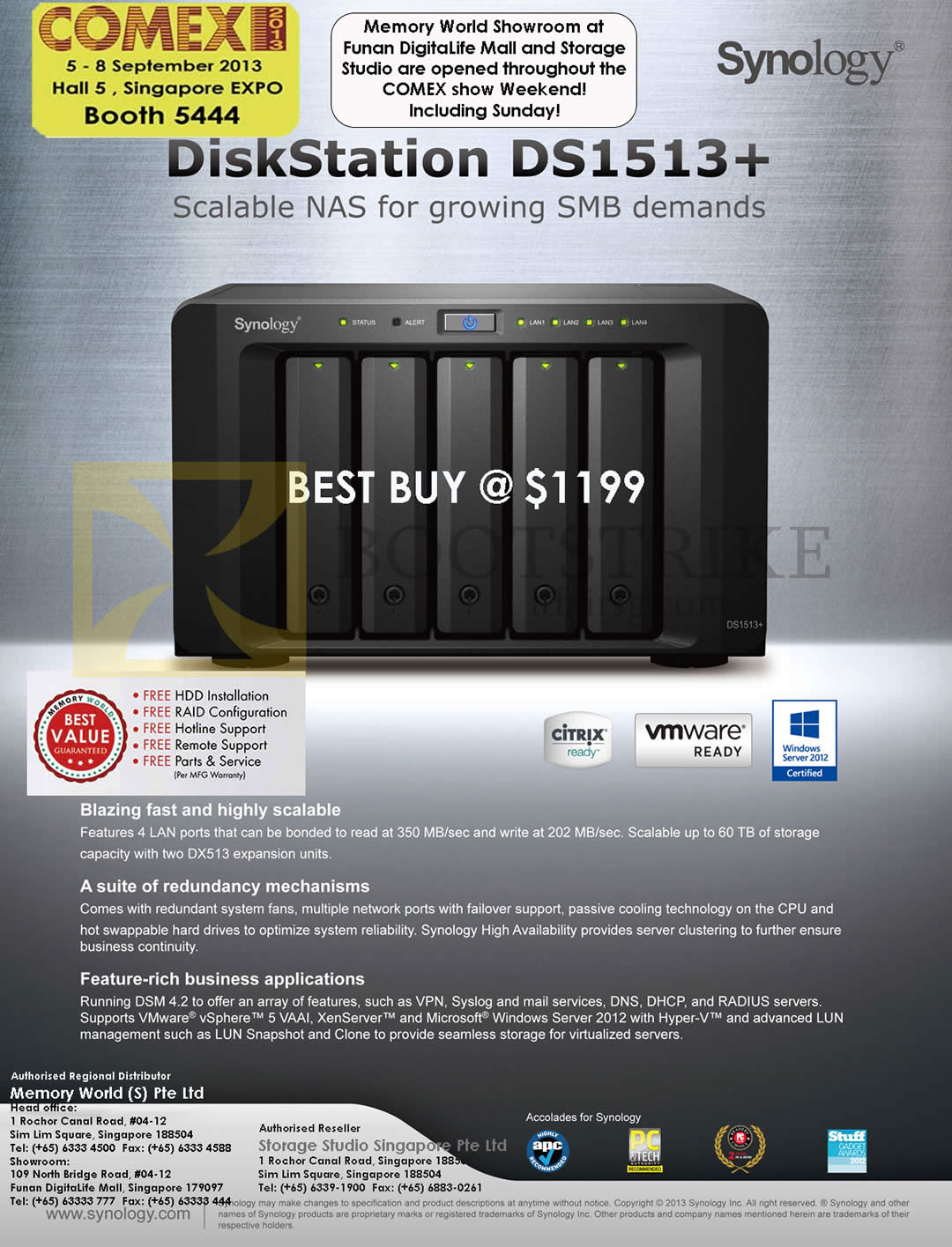 COMEX 2013 price list image brochure of Synology NAS DiskStation DS1513 Plus