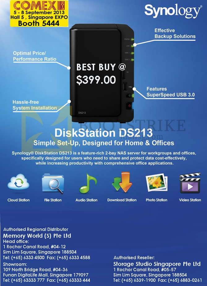 COMEX 2013 price list image brochure of Synology NAS DiskStation DS213