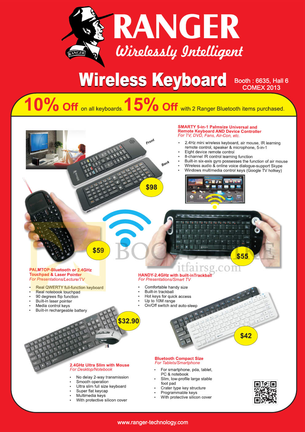 COMEX 2013 price list image brochure of Systems Tech Accessories Smarty 5in1 Keyboard, Device Controller, Laser Pointer, Mouse, Bluetooth