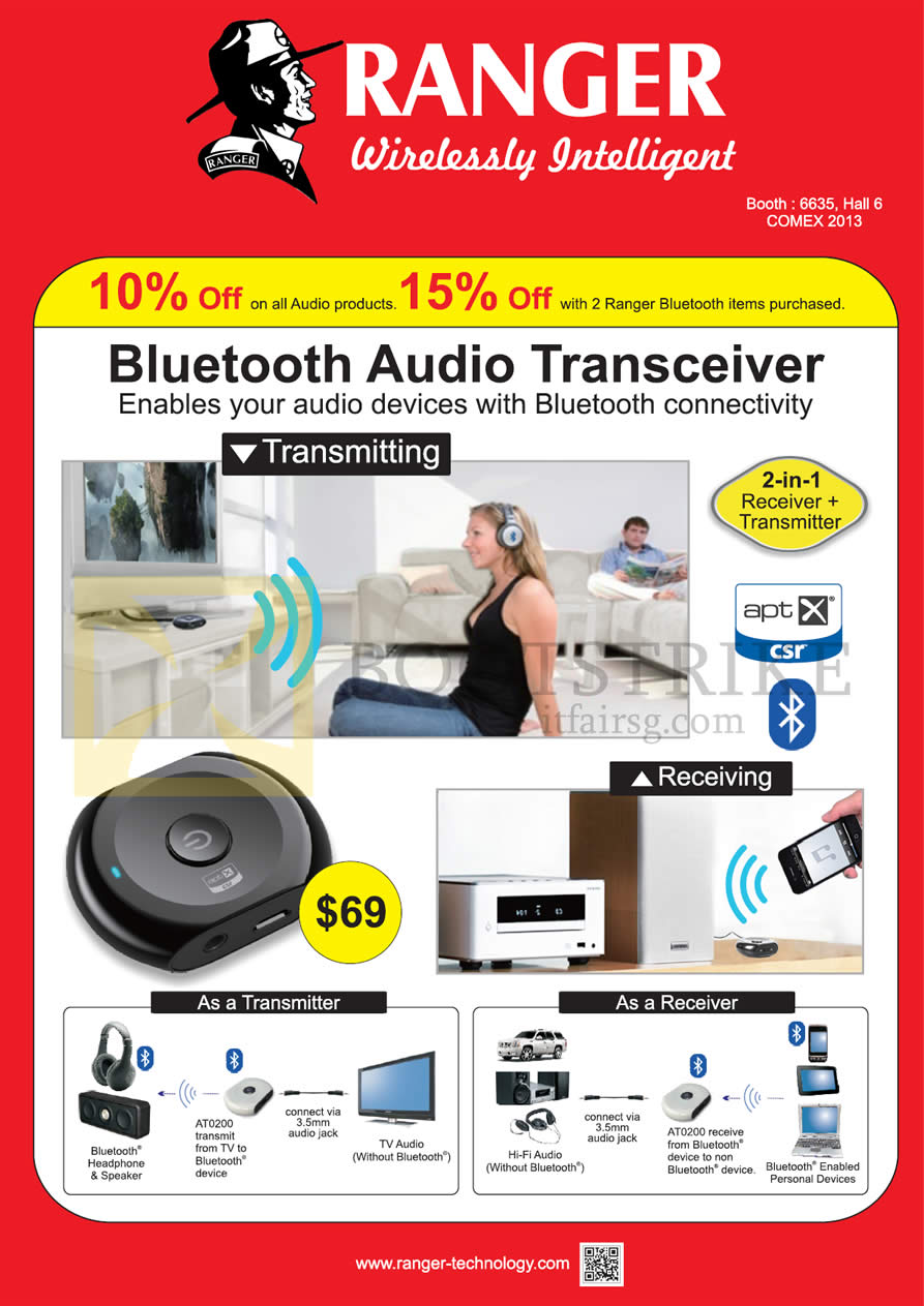 COMEX 2013 price list image brochure of Systems Tech Bluetooth Audo Transceiver, Receiver, Transmitter