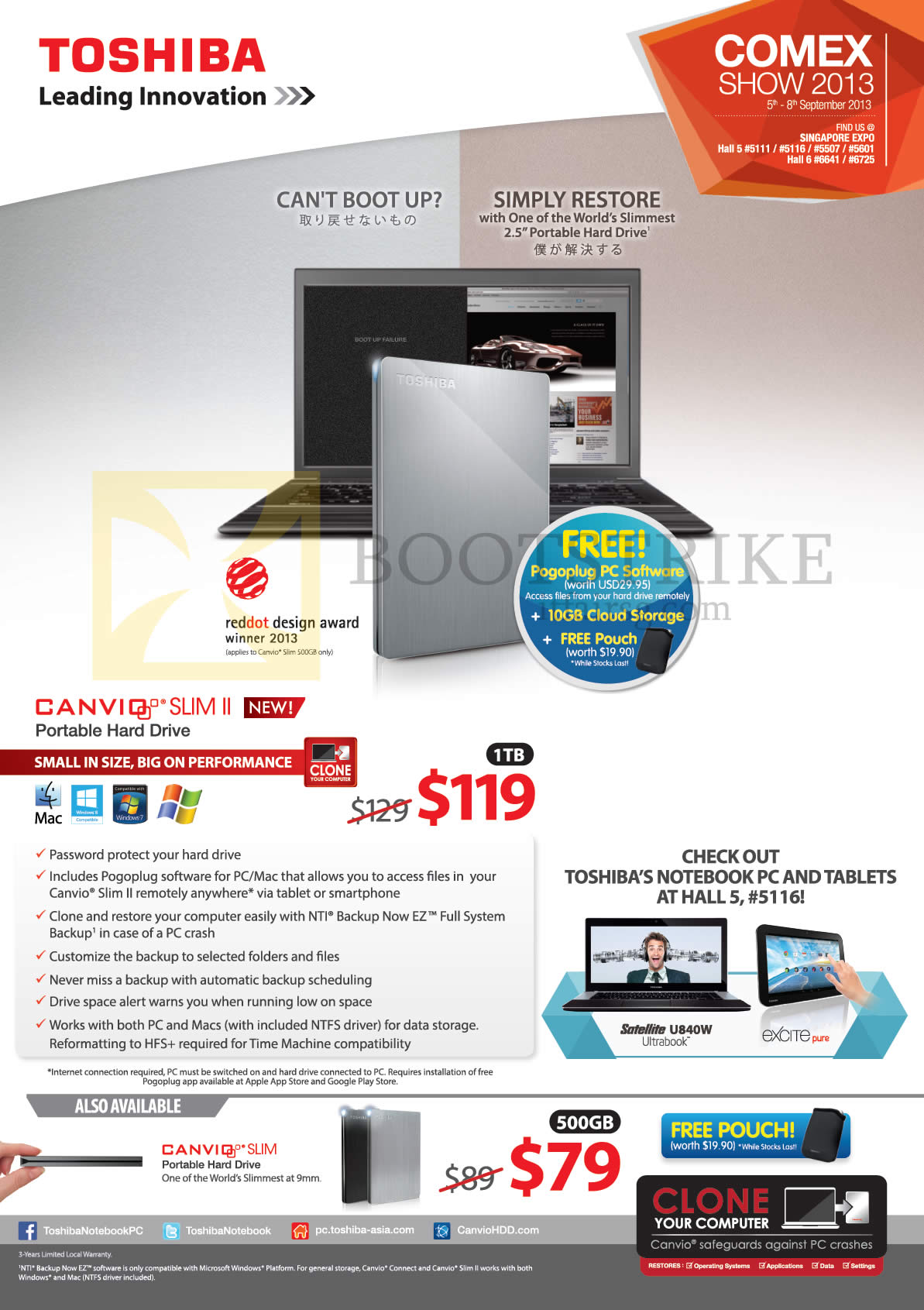 COMEX 2013 price list image brochure of Toshiba External Storage Canvio SLIM II