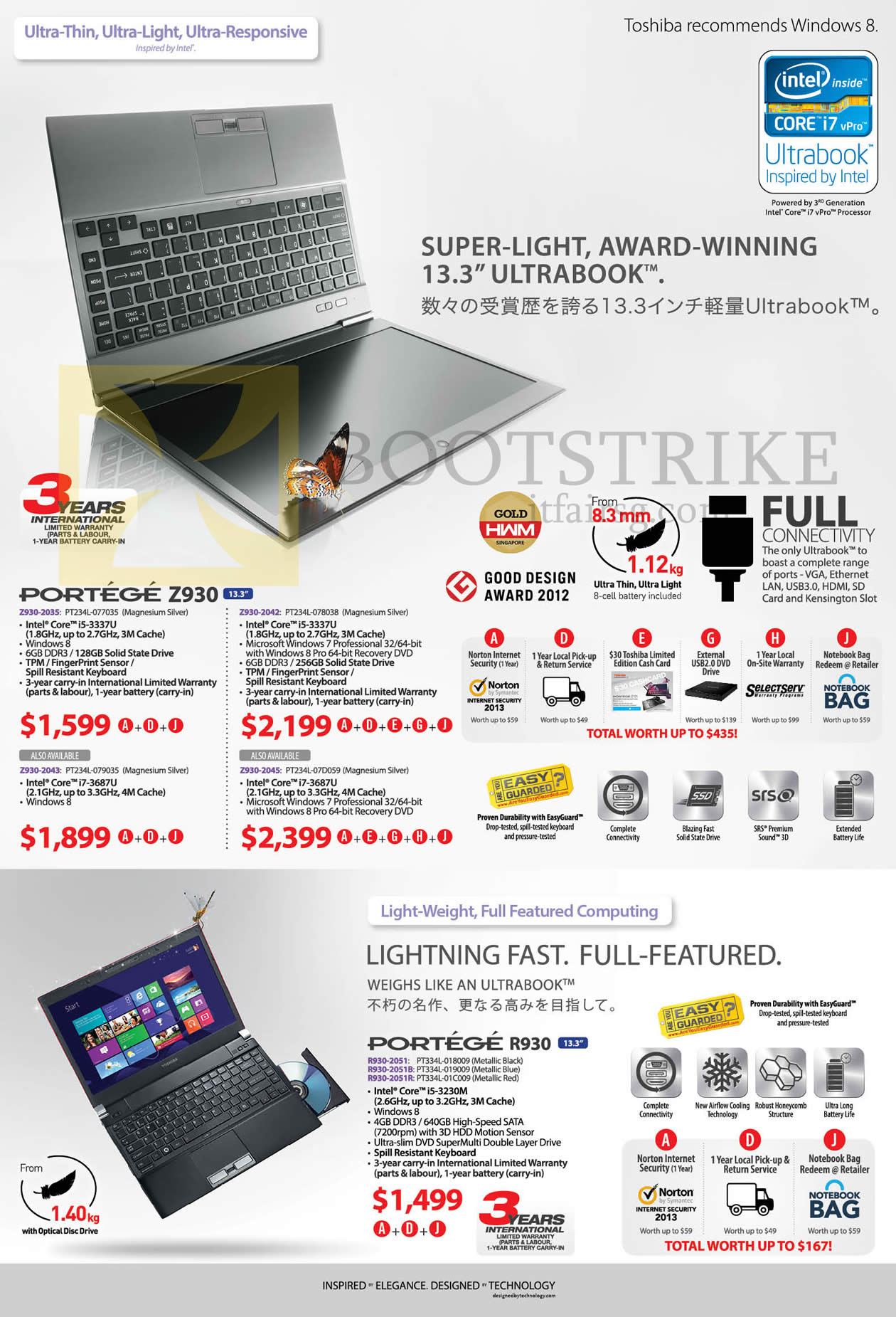 COMEX 2013 price list image brochure of Toshiba Notebooks Portege Z930 2035, 2042, 2043, 2045, R930 2051