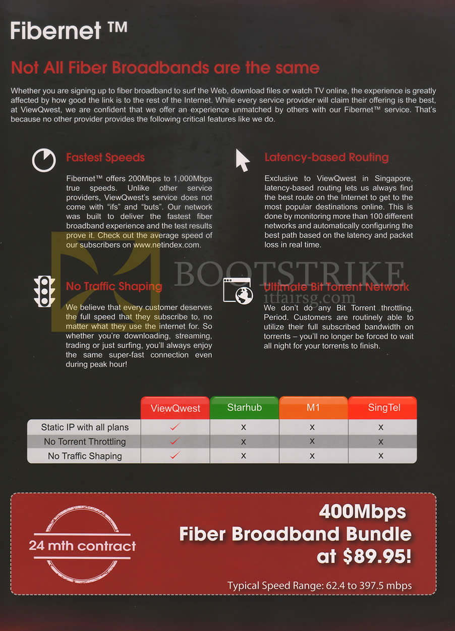 COMEX 2013 price list image brochure of ViewQwest Broadband Fibre 400Mbps, Comparison Table, Features