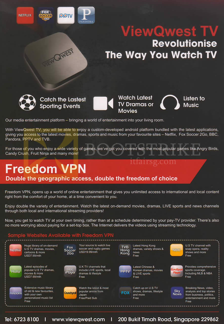 COMEX 2013 price list image brochure of ViewQwest Broadband Freedom VPN TV