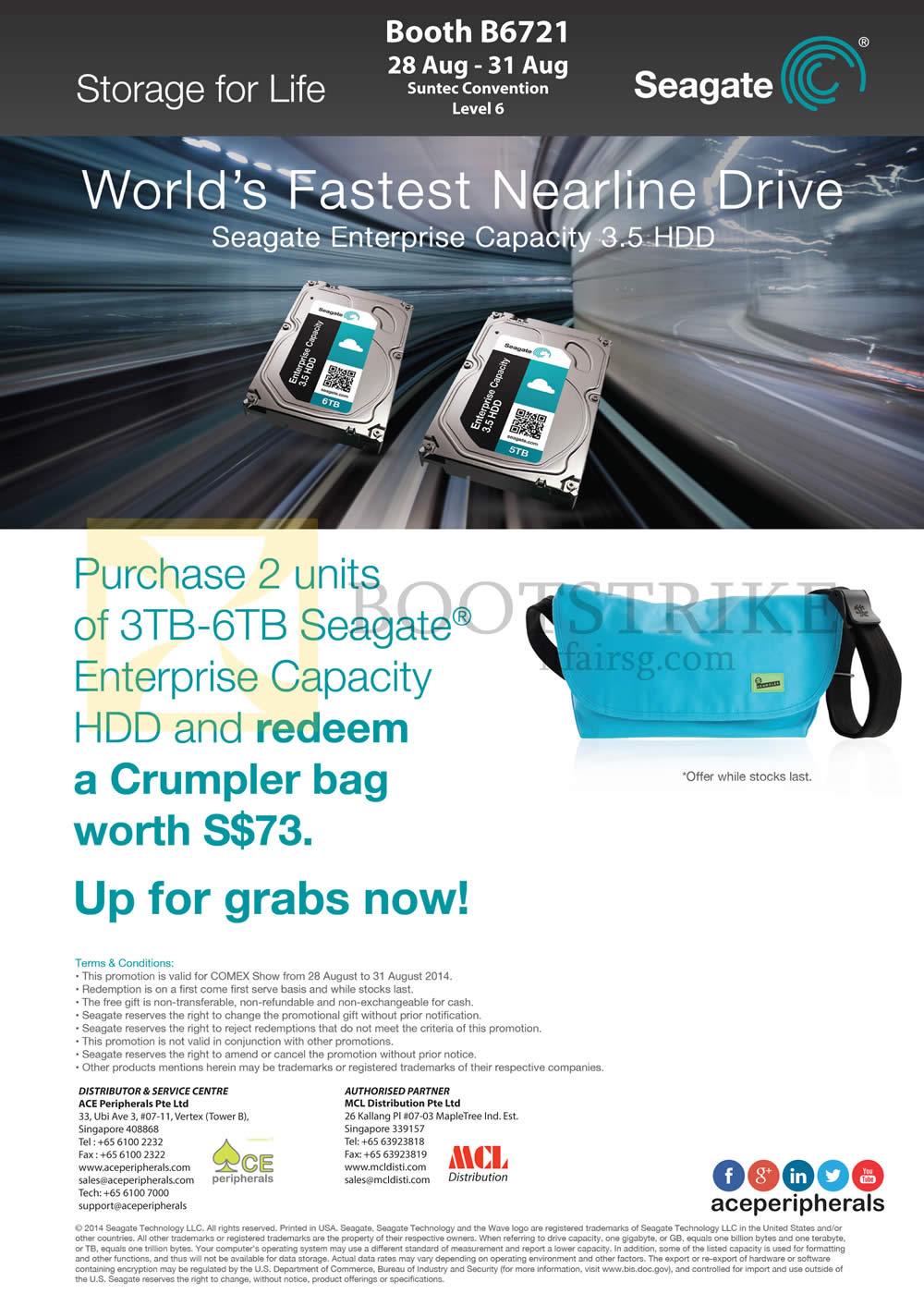 COMEX 2014 price list image brochure of ACE Peripherals Seagate Enterprise Capacity Free Crumpler Bag