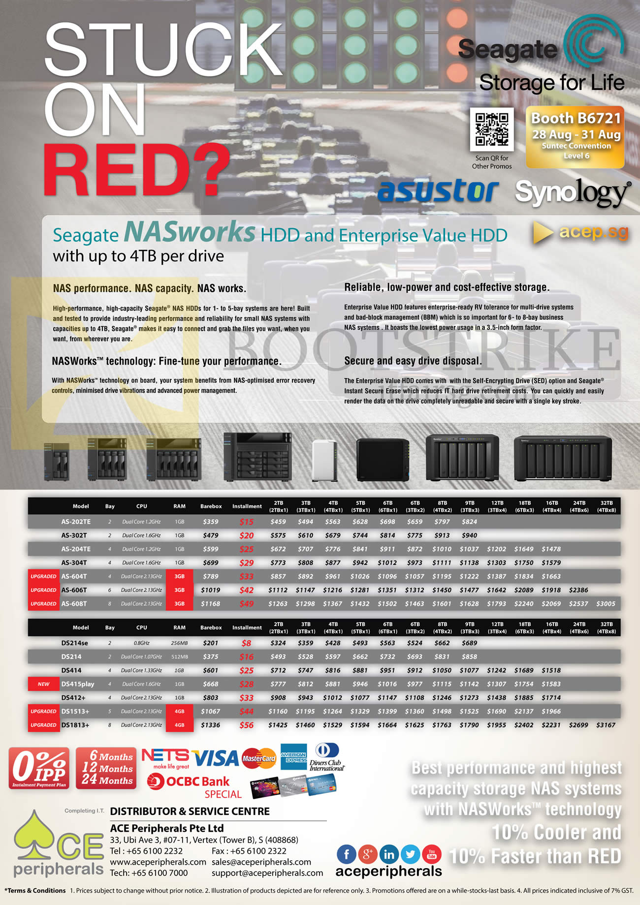 COMEX 2014 price list image brochure of ACE Peripherals Seagate NASWorks HDD, Synology DiskStation, Asustor