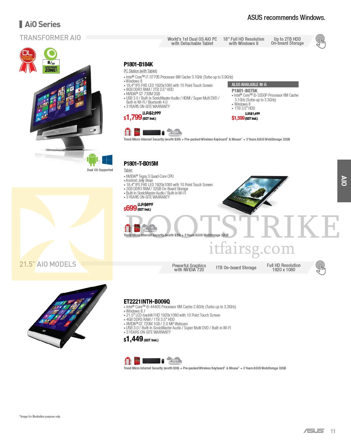 COMEX 2014 price list image brochure of ASUS AIO Desktop PCs Transformer P1801-B184K, P1801-B075K, P1801-T-B015M, ET2221INTH-B009Q