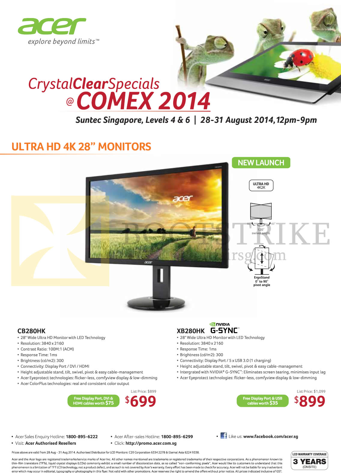COMEX 2014 price list image brochure of Acer Monitors CB280HK, XB280HK