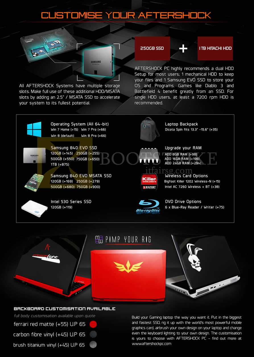 COMEX 2014 price list image brochure of Aftershock Notebook Customize Your Notebook