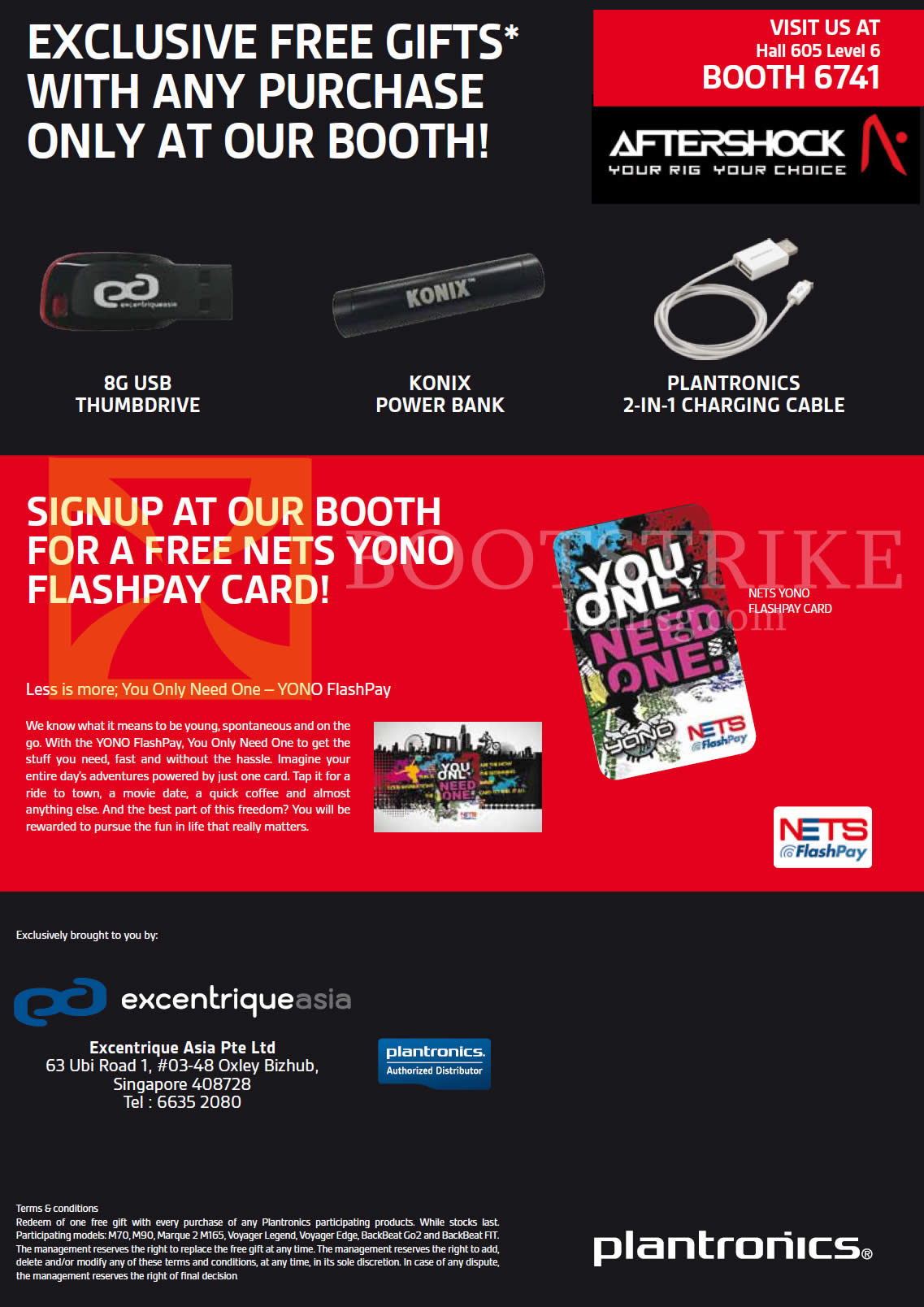 COMEX 2014 price list image brochure of Aftershock Plantronics Free Gifts 8G USB Thumbdrive, Konix Power Bank, Charging Cable