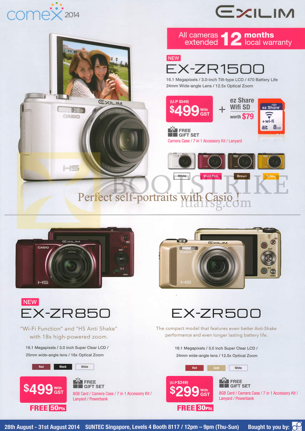 COMEX 2014 price list image brochure of Casio Digital Cameras EX-ZR1500, EX-ZR850, EX-ZR500
