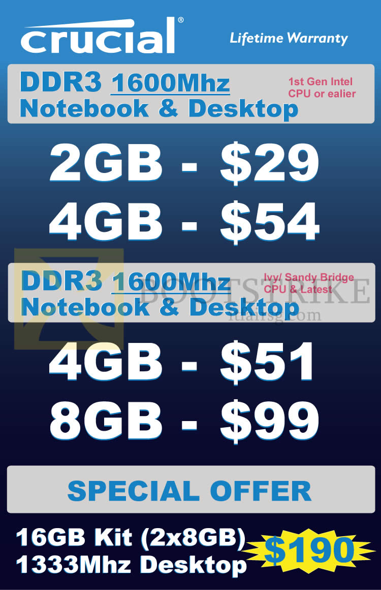 COMEX 2014 price list image brochure of Convergent Crucial DDR3 RAM Memory