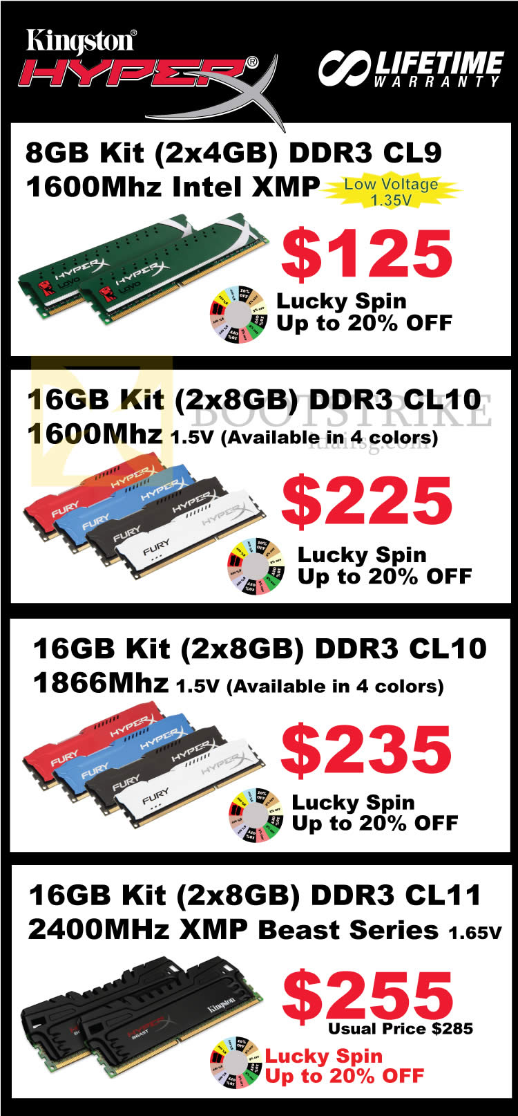 COMEX 2014 price list image brochure of Convergent Kingston HyperX RAM Memory DDR3 CL9, CL10, CL11, Intel XMP, XMP Beast Series