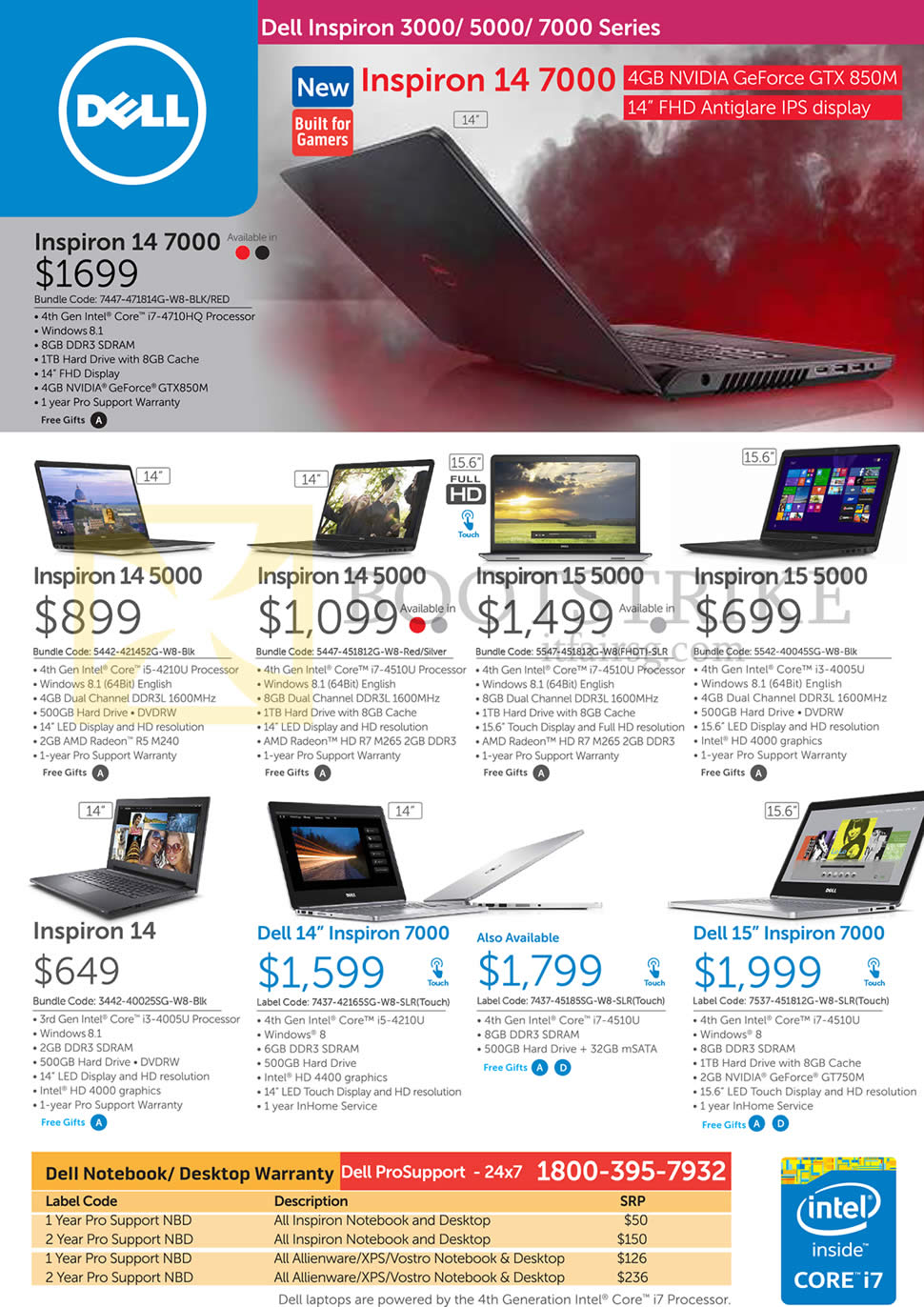 COMEX 2014 price list image brochure of Dell Notebooks Inspiron 14 7000, Inspiron 14 5000, Inspiron 15 5000, Inspiron 14, Inspiron 7000