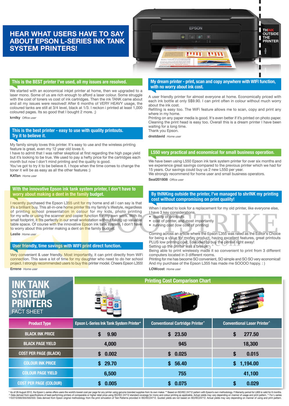 COMEX 2014 price list image brochure of Epson Inktank System Printers Printing Cost Comparison Chart