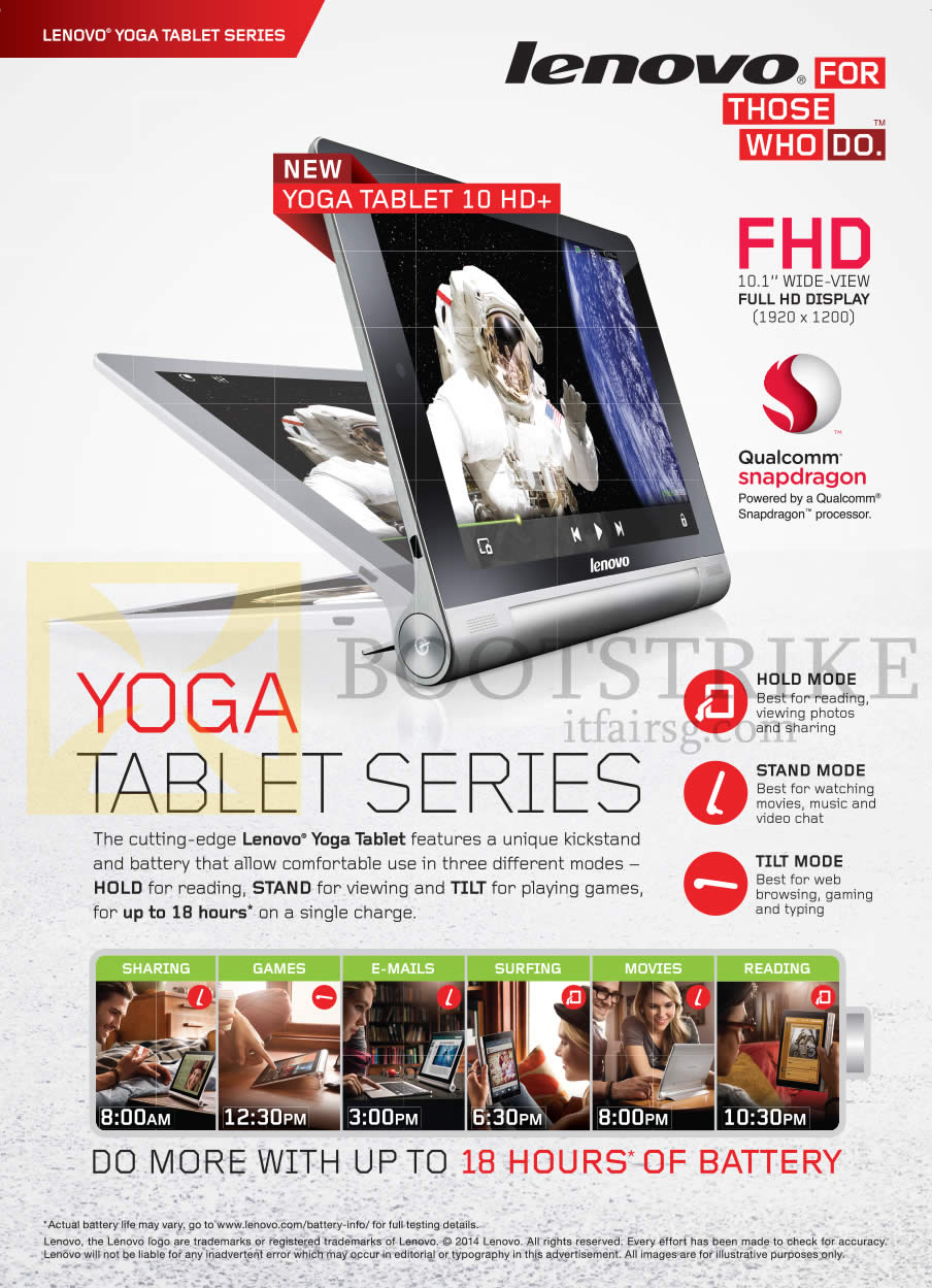 COMEX 2014 price list image brochure of Lenovo Tablet Yoga 10 HD Plus