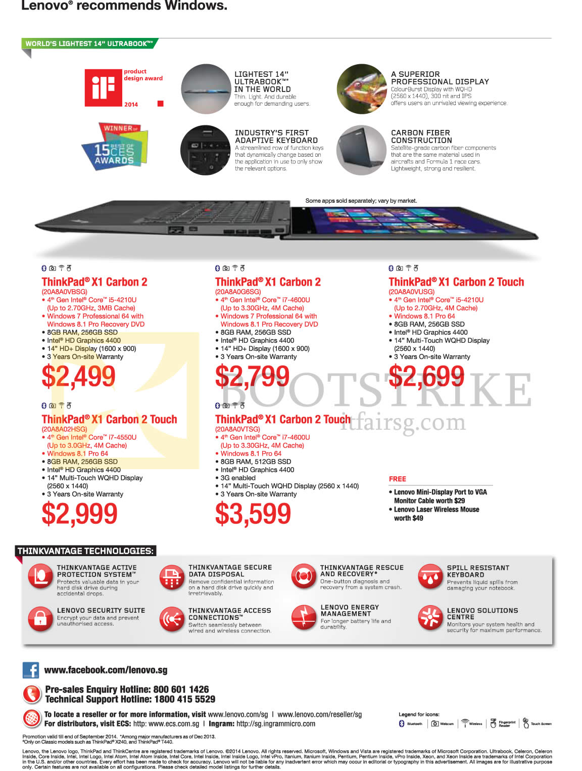 COMEX 2014 price list image brochure of Lenovo ThinkPad Notebooks X1 Carbon 2, X1 Carbon 2 Touch