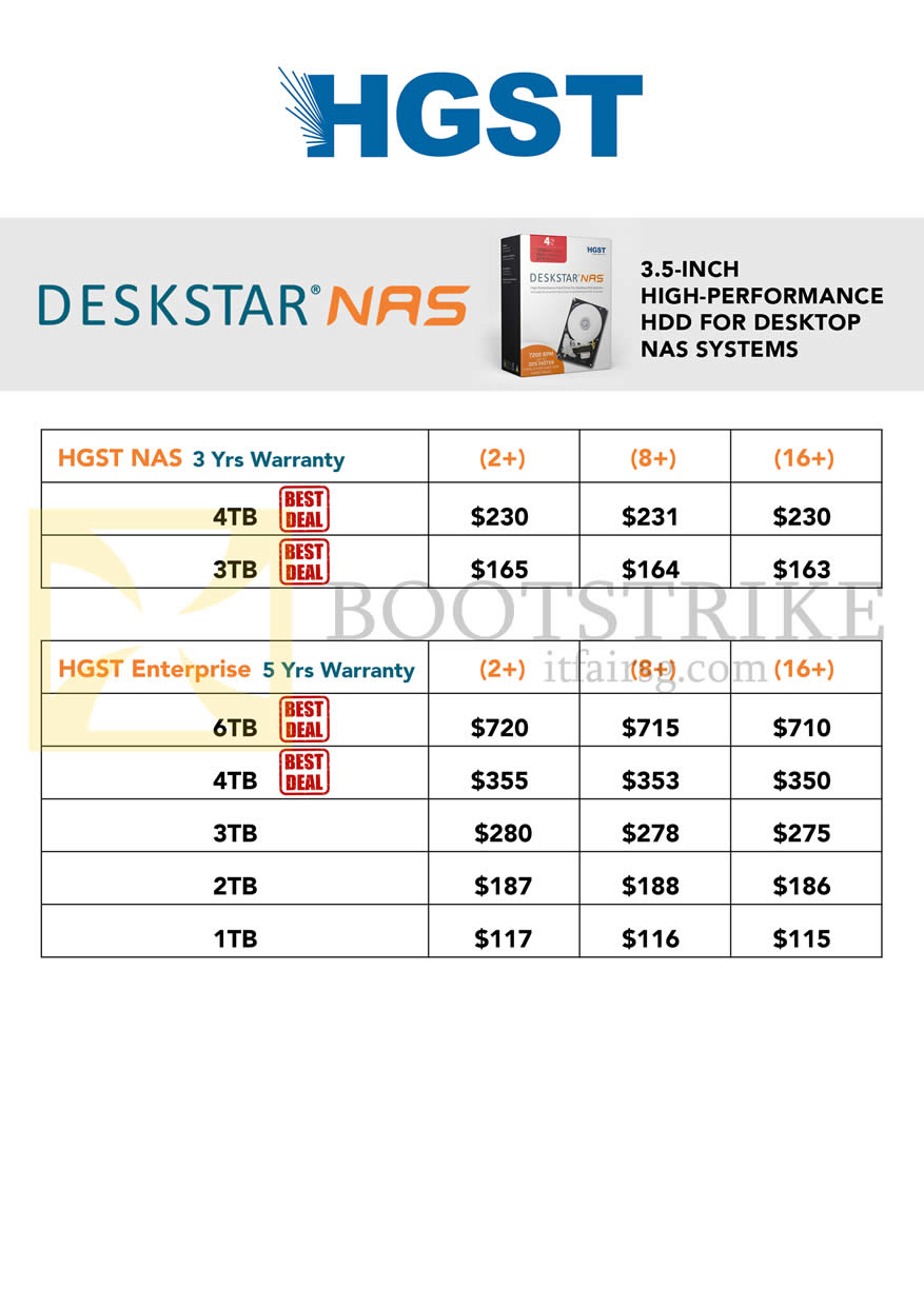 COMEX 2014 price list image brochure of Memory World HGST Deskstar NAS Enterprise 1TB, 2TB, 3TB, 4TB, 5TB, 6TB