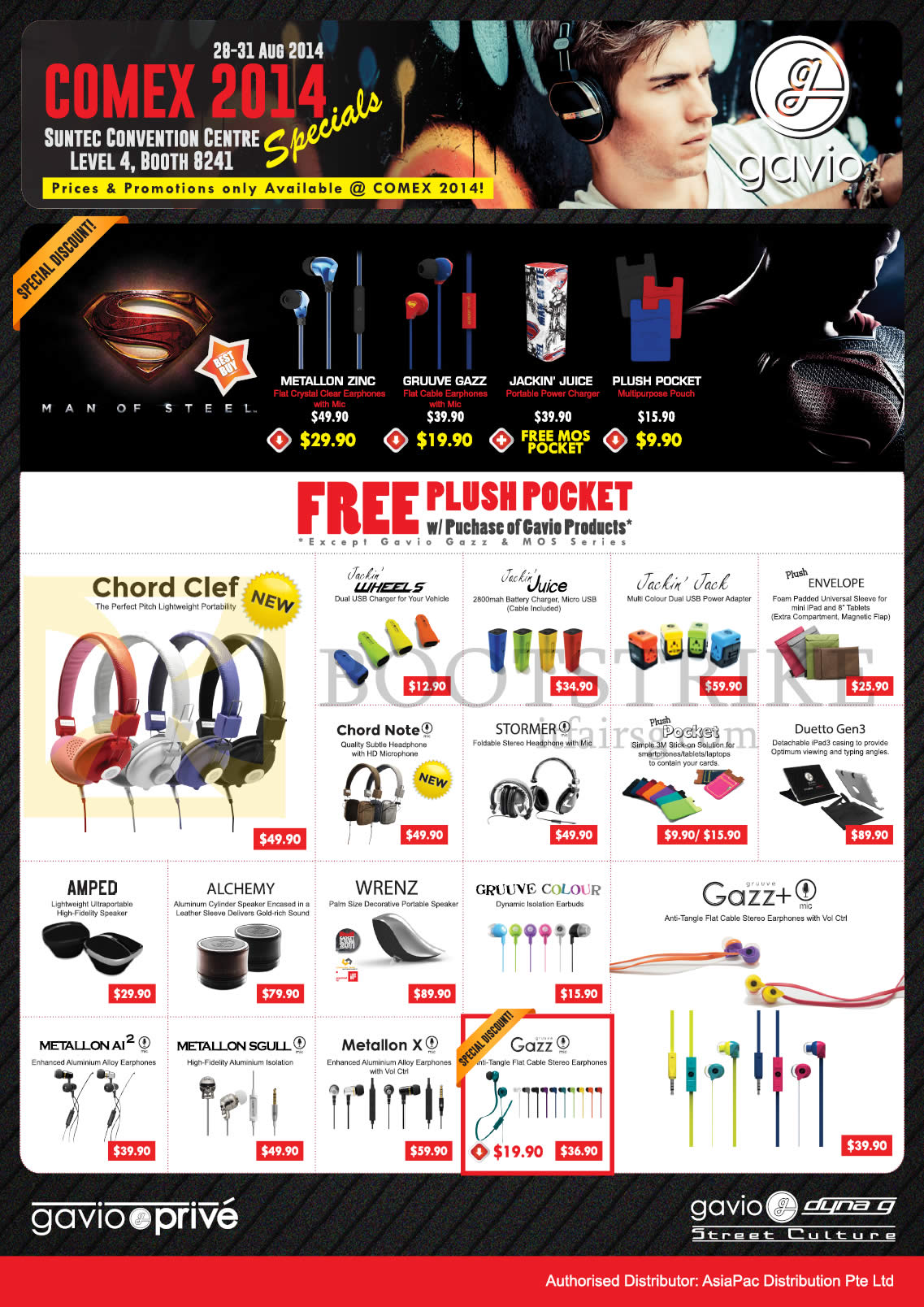 COMEX 2014 price list image brochure of Newstead Gavio Prive Headphones, USB Chargers, Speakers, Earphones, Plush Envelope Tablet Sleeve, IPad Case