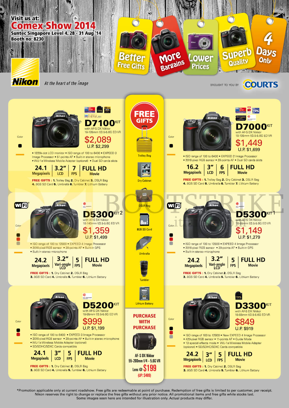 COMEX 2014 price list image brochure of Nikon Digital Cameras DSLR D7100, D7000, D5300, D5200, D3300