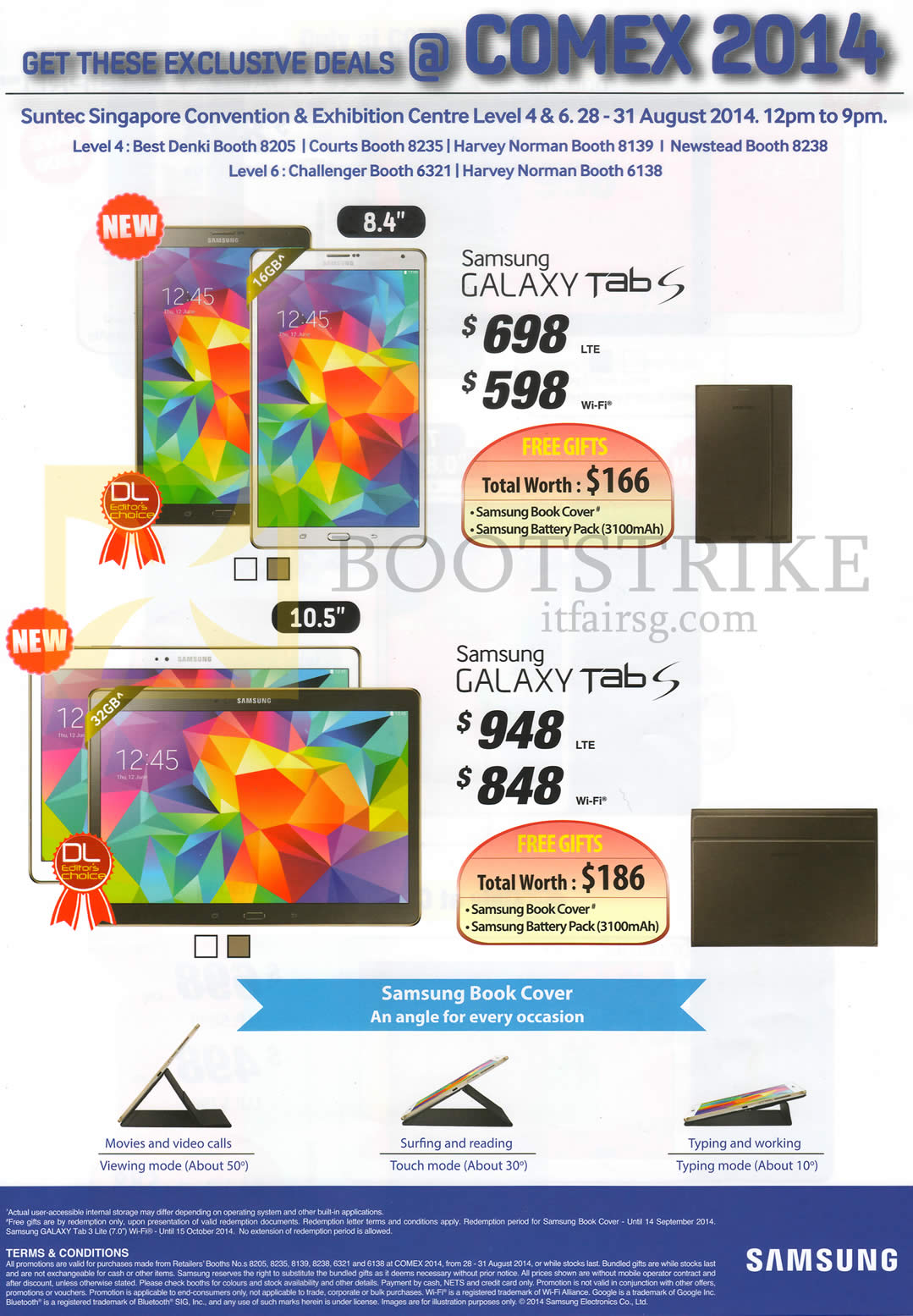 COMEX 2014 price list image brochure of Samsung Tablets Galaxy Tab S 8.4, Galaxy Tab S 10.5