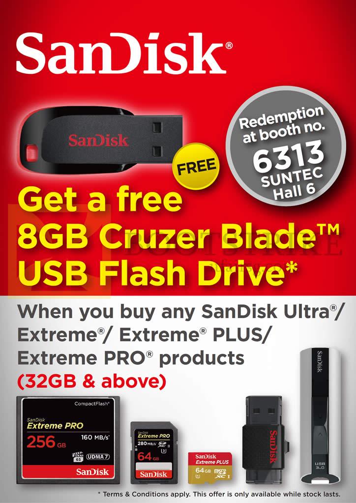 COMEX 2014 price list image brochure of Sandisk Ultra Extreme Pro Free Gift Cruzer Blade