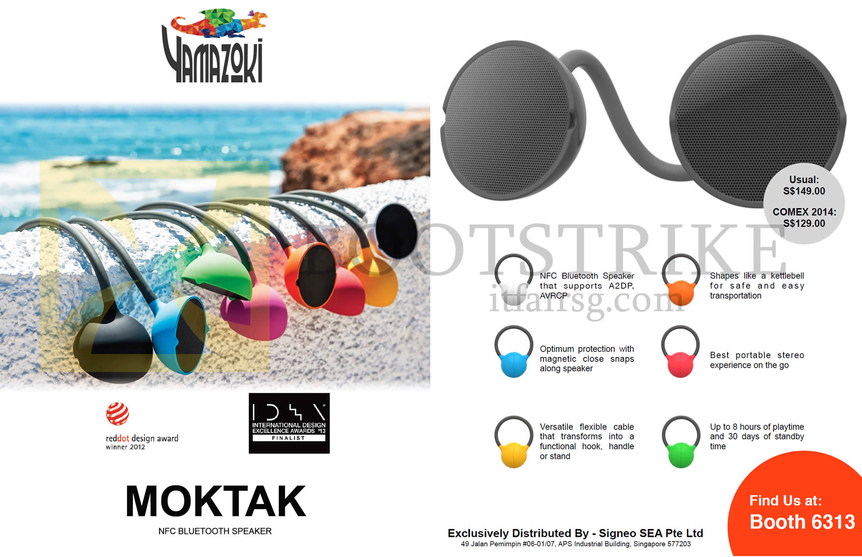 COMEX 2014 price list image brochure of Sprint-Cass Yamazoki Moktak NFC Bluetooth Speaker