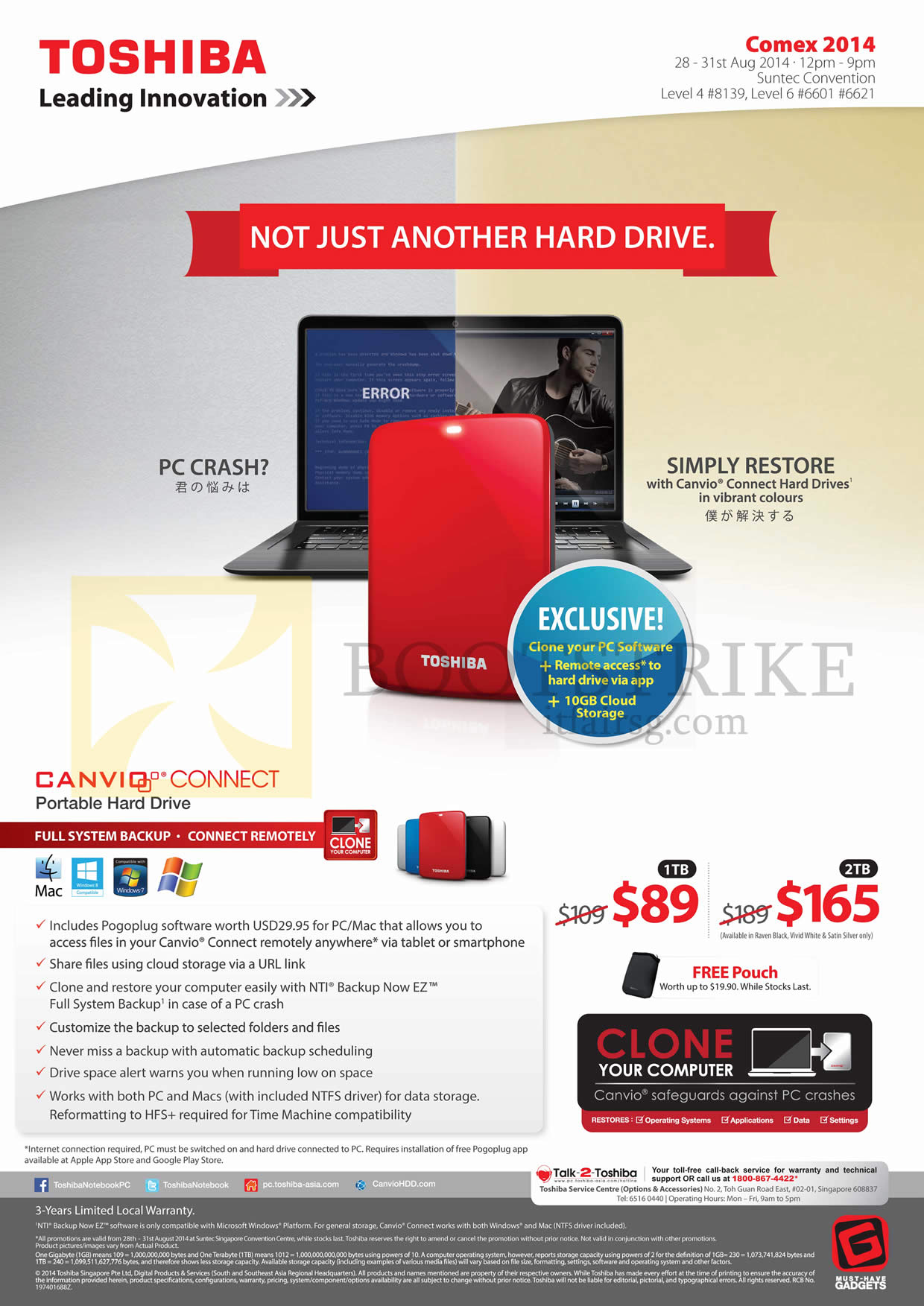 COMEX 2014 price list image brochure of Toshiba External Storage Drive Canvio Connect 1TB 2TB