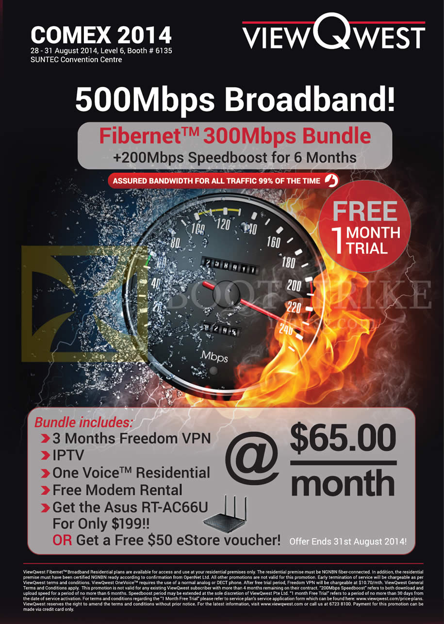 COMEX 2014 price list image brochure of Viewqwest 300Mbps 500Mbps Broadband, Fibernet Bundle