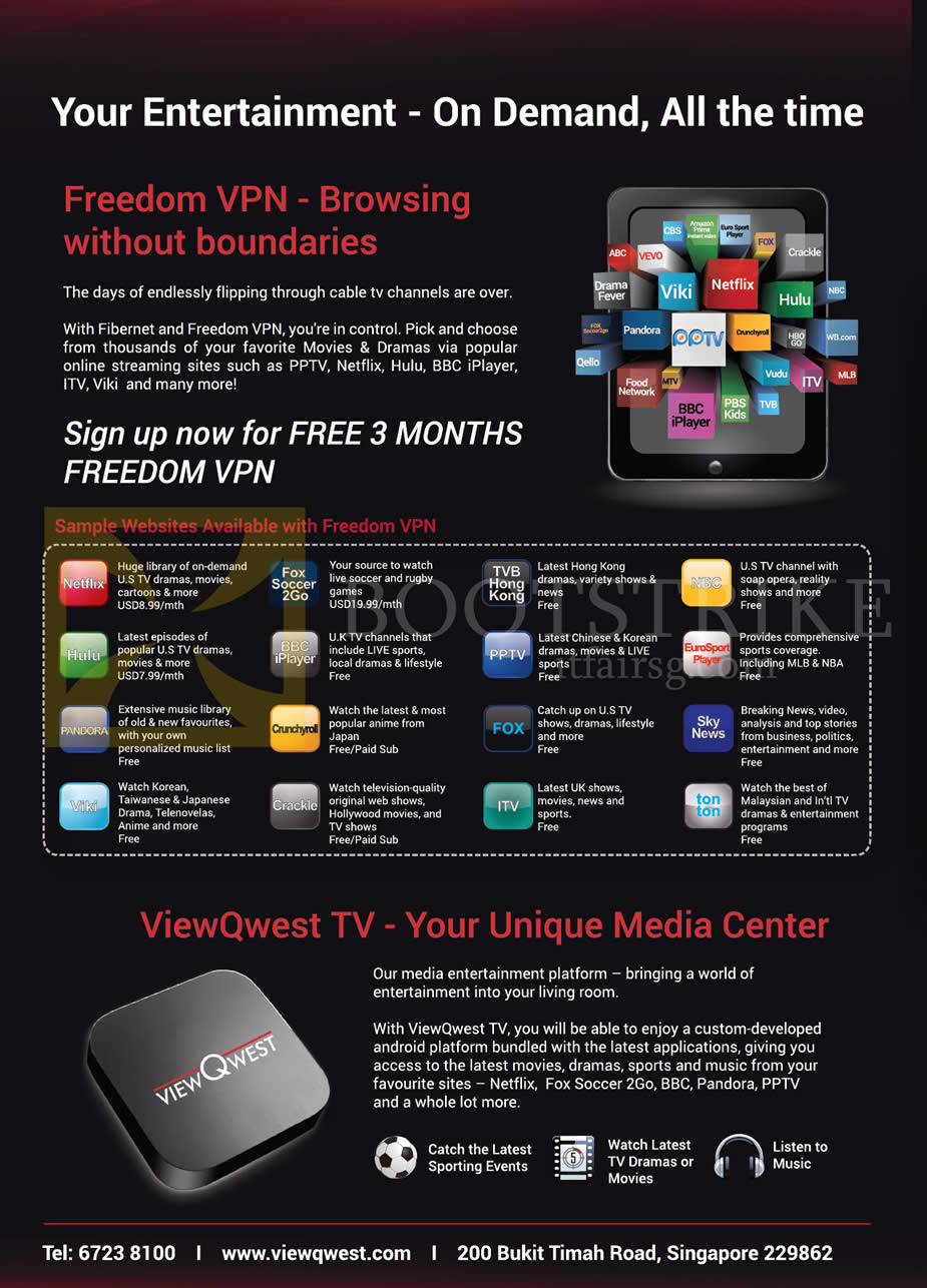 COMEX 2014 price list image brochure of Viewqwest Freedom VPN Free 3 Months, TV