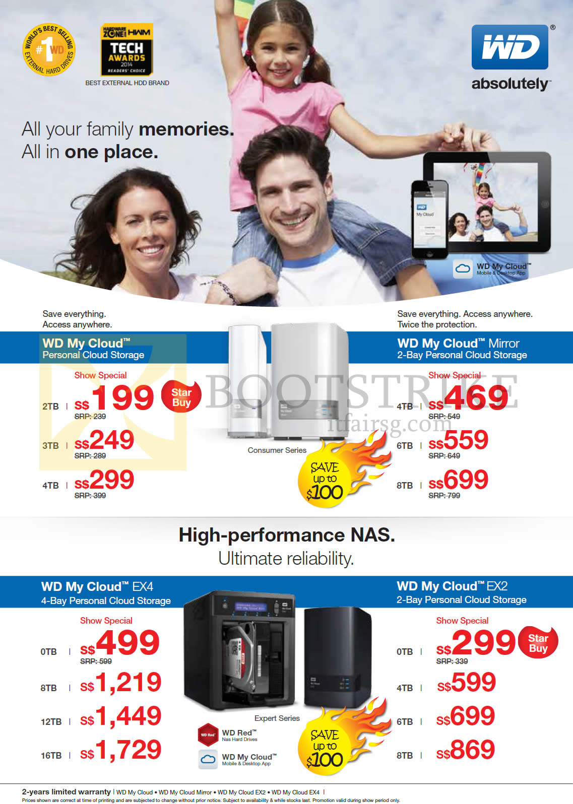 COMEX 2014 price list image brochure of Western Digital WD External Storage Drives My Cloud, Mirror, EX2, EX4