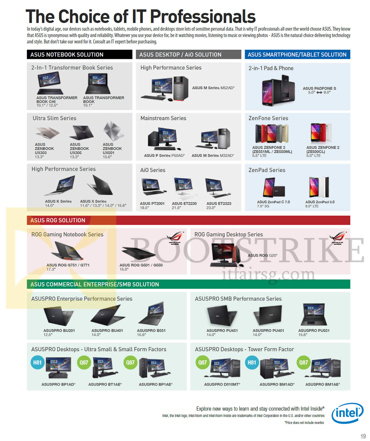 COMEX 2015 price list image brochure of ASUS Choice Of IT Professionals