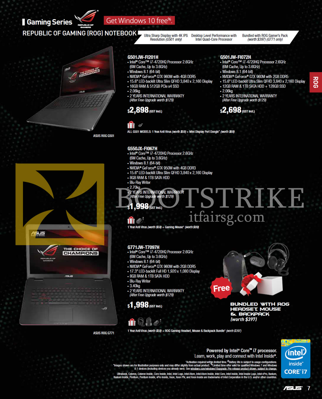 COMEX 2015 price list image brochure of ASUS Notebooks, ROG, G501JW-FI201H, G501JW-FI072H, G550JX-FI067H, G771JW-T7097H